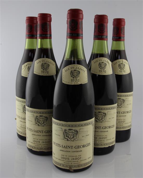 Six bottles of Louis Jadot Nuits Saint Georges, 1976,